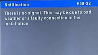 DStv E48-32 error message on TV screen